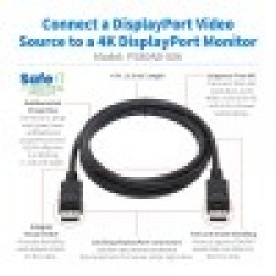 P581AB-006 - Safe-IT DisplayPort-to-DVI Antibacterial Cable (M/M), DVI-D Single Link, 1920 x 1200 @ 60 Hz, Black, 6