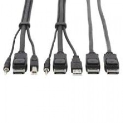 P783-006-DP Dual DisplayPort KVM Cable Kit - DP, USB, 3.5 mm Audio (3xM/3xM) + DP (M/M), 4K, 4:4:4, 6 ft., Black