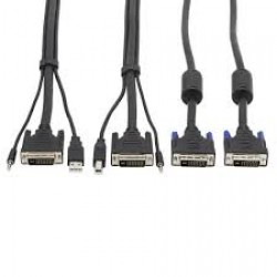 P784-006-DV Dual DVI KVM Cable Kit - DVI, USB, 3.5 mm Audio (3xM/3xM) + DVI (M/M), 6 ft.