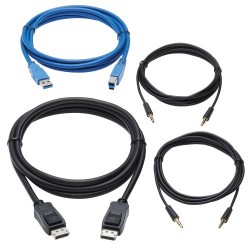 P785-DPKIT10 DisplayPort KVM Cable Kit for Tripp Lite B005-DPUA2-K and B005-DPUA4 KVM, 4K DP, USB 3.2, 3.5 mm, 10 f