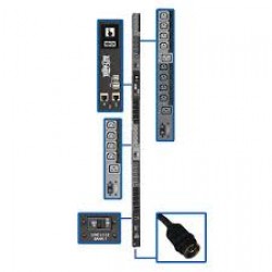 PDU3EVSR6H50 14.5kW 3-Phase Switched PDU, LX Interface, 208/240V Outlets (24 C13/6 C19), LCD, Hubbell CS8365C, 1.8m