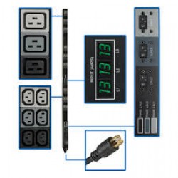 PDU3MV6L2130A 3-Phase Metered PDU, 8.6 kW, 45 208V outlets (36 C13, 9 C19), 6 ft NEMA L21-30P input connection, TAA