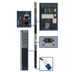 PDU3VN10G30 10kW 3-Phase Monitored PDU, 200/208/240V Outlets (42 C13 & 6 C19), IEC-309 30A Blue, 10 ft. Cord, 0