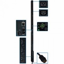PDU3VSR3H50 12.6kW 3-Phase Switched PDU, 208V Outlets (21 C13 & 3 C19), Hubbell 50A CS8365C, 3ft Cord, 0U Verti