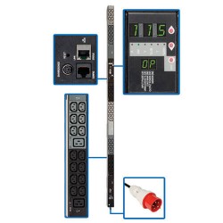 PDU3XVN6G20 11.5kW 3-Phase Monitored PDU, 200/220/230/240V Outlets (42 C13, 6 C19), IEC309 16/20A Red, 360-415V inp
