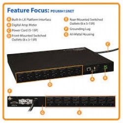 PDUMH15NET 1.4kW Single-Phase Switched PDU with LX Platform Interface, 120V Outlets (16 5-15R), 5-15P, 100-127V Inp