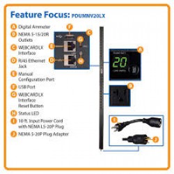 PDUMNV20LX 1.9kW Single-Phase Monitored PDU with LX Platform Interface, 120V Outlets (24 5-15/20R), 0U Vertical, 70