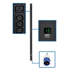 PDUMV16HV 3.84kW Single-Phase Metered PDU, 200/220/230/240V Outlets (32-C13, 6-C19), IEC309 16A Blue 16A, 0U Vertic