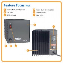 PR30 TAA-Compliant 30-Amp DC Power Supply, 13.8VDC, Precision Regulated AC-to-DC Conversion