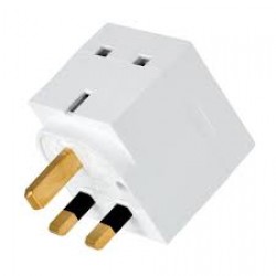 PS1B 2-Outlet Power Strip - British BS1363A Outlets, 220-250V AC, 13A, Direct Plug, BS1363A Plug, White