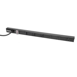 PS2406RA08B 6-Outlet Power Strip, Right-Angle NEMA 5-15R - 15A, 120V, 8 ft. Cord, Right-Angle 5-15P Plug, 24 in.