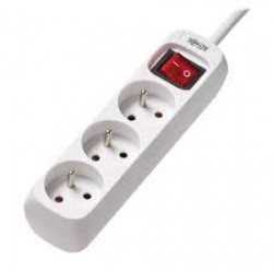 PS3F15 3-Outlet Power Strip - French Type E Outlets, 220-250V AC, 16A, 1.5 m Cord, Type E Plug, White