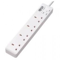 PS4B18 4-Outlet Power Strip - British BS1363A Outlets, 220-250V AC, 13A, 1.8 m Cord, BS1363A Plug, White