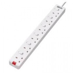 PS6B35W 6-Outlet Power Strip - British BS1363A Outlets, Individually Switched, 220-250V, 13A, 3 m Cord, White