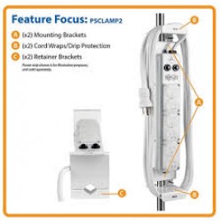 PSCLAMP2 Mounting Clamp for Medical-Grade Power Strips - Antimicrobial Protection