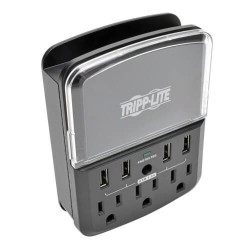 SK34USBB Protect It! Personal Charging Station with 3-Outlet Surge Protector, Direct Plug-In, 540 Joules, 4 USB Por