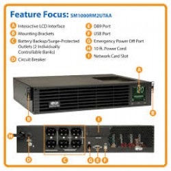 SM1000RM2UTAA TAA SmartPro 120V 1kVA 800W Line-Interactive Sine Wave UPS, 2U Rack/Tower, Network Card Options, LCD,