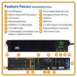 SM3000RMXLNTAA TAA-Compliant SmartPro 120V 3kVA 2.88kW Line-Interactive Sine Wave UPS, 2U Rack/Tower, Extended Run,