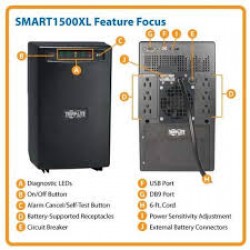 SMART1500XL SmartPro 120V 1.5kVA 980W Line-Interactive UPS, Tower, Extended Run, USB, DB9, 6 Outlets
