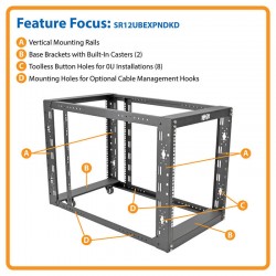 SR12UBEXPNDKD SmartRack 12U Standard-Depth 4-Post Open Frame Rack