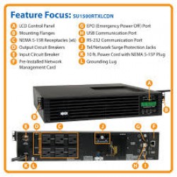 SU1500RTXLCDN SmartOnline 120V 1.5kVA 1.35kW Double-Conversion UPS, 2U Rack/Tower, Extended Run, WEBCARDLX Network 