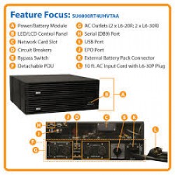 SU6000RT4UHVTAA SmartOnline 208/240V 6kVA On-Line UPS â€“ Double Conversion, 5.4kW, 4U, Network Card Option, T