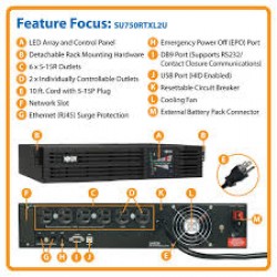 SU750RTXL2U SmartOnline 120V 750VA 600W Double-Conversion UPS, 2U Rack/Tower, Extended Run, Network Card Options, U