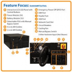 SU8000RT3UTAA SmartOnline 208/240V 8kVA On-Line UPS â€“ Double Conversion, 7.2kW, 6U, Network Card Option, TAA