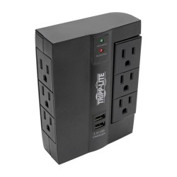 SWIVEL6USB Protect It! 6-Outlet Surge Protector with 3 Rotatable Outlets â€“ Direct Plug-In, 1080 Joules, 2 US