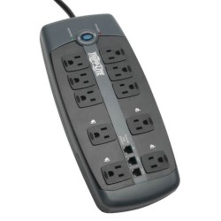 TLP1008TEL Protect It! 10-Outlet Surge Protector, 8 ft. Cord with Right-Angle Plug, 2395 Joules, Tel/DSL Protection
