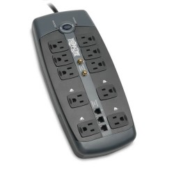 TLP1008TELTV Protect It! 10-Outlet Surge Protector, 8-ft. Cord, 3345 Joules, Tel/Modem/Coaxial Protection