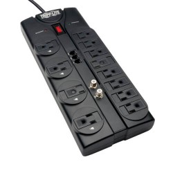 TLP1208TELTV Protect It! 12-Outlet Surge Protector, 8-ft. Cord, 2880 Joules, Tel/Modem/Coaxial Protection