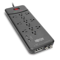 TLP128TTUSBB Protect It! 12-Outlet Surge Protector - 8 ft. Cord, 4320 Joules, Tel/Modem/Coax Protection, 2 USB Port