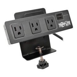 TLP310USBC Protect It! 3-Outlet Surge Protector with Desk Clamp, 10 ft. Cord, 510 Joules, 2 USB Charging Ports, Bla