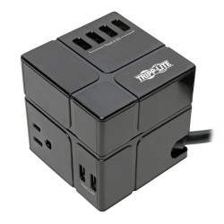 TLP366CUBEUSBB Protect It! 3-Outlet Power Cube Surge Protector - 6 USB-A Ports (7.2A Shared), 6 ft. Cord, 540 Joule