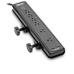 TLP606DMUSB Protect It! 6-Outlet Clamp-Mount Surge Protector, 6-ft. Cord, 2100 Joules, 2 x USB Charging ports (2.1A