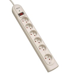 TLP61F Protect It! 230V Surge Protector with 6 French/Belgian Outlets, 2M Cord, 1140 Joules, French plug