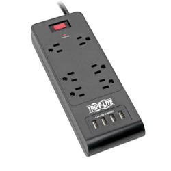 TLP664USBB 6-Outlet Surge Protector with 4 USB Ports (4.2A Shared) - 6 ft. Cord, 900 Joules, Black