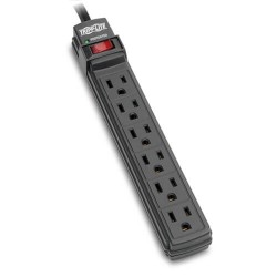 TLP6B Protect It! 6-Outlet Surge Protector, 6 ft. Cord, 360 Joules, Diagnostic LED, Black Housing