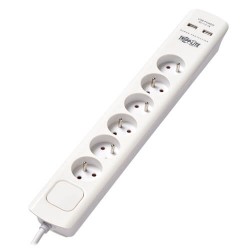 TLP6F18USB 6-Outlet Surge Protector with USB Charging - French Type E Outlets, 220-250V, 16A, 1.8 m Cord, Type E Pl