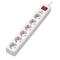 TLP6G18 6-Outlet Surge Protector - German Type F Schuko Outlets, 220-250V AC, 16A, 1.8 m Cord, Schuko Plug, White