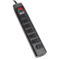 TLP706TELC Protect It! 7-Outlet Surge Protector, 6-ft. Cord, 1440 Joules, Tel/Modem Protection, Safety Covers