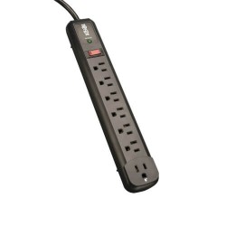 TLP74RB Protect It! 7-Outlet Surge Protector, 6 Right-Angle Outlets, 4 ft. Cord, 1080 Joules, Diagnostic LED, Black