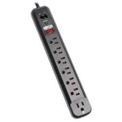 TLP76RBTEL Protect It! 7-Outlet Surge Protector, 6-ft. Cord, 1080 Joules, Modem/Fax Protection, Black Housing