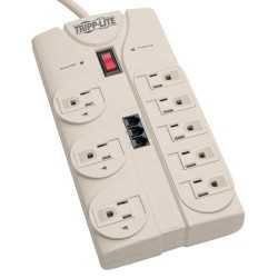 TLP808TEL Protect It! 8-Outlet Computer Surge Protector, 8-ft. Cord, 2160 Joules, Tel/Modem/Fax Protection