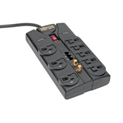 TLP808TELTV Protect It! 8-Outlet Surge Protector, 8-ft. Cord, 2160 Joules, Tel/Fax/Modem/Coax Protection, RJ11