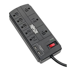 TLP88USBB 8-Outlet Surge Protector with 2 USB Ports (2.1A Shared) - 8 ft. Cord, 1200 Joules, Black