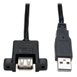 U024-06N-PM USB 2.0 Panel Mount Extension Cable (A/A M/F), 6-in.