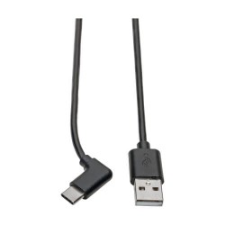 U038-006-CRA USB Type-A to Type-C Cable, M/M, Right-Angle USB-C, 2.0, 6 ft. - Thunderbolt 3 Compatible