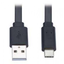 U038-006-FL USB-A to USB-C Flat Cable - M/M, USB 2.0, Thunderbolt 3 Compatible, Black, 6 ft. (1.8 m)